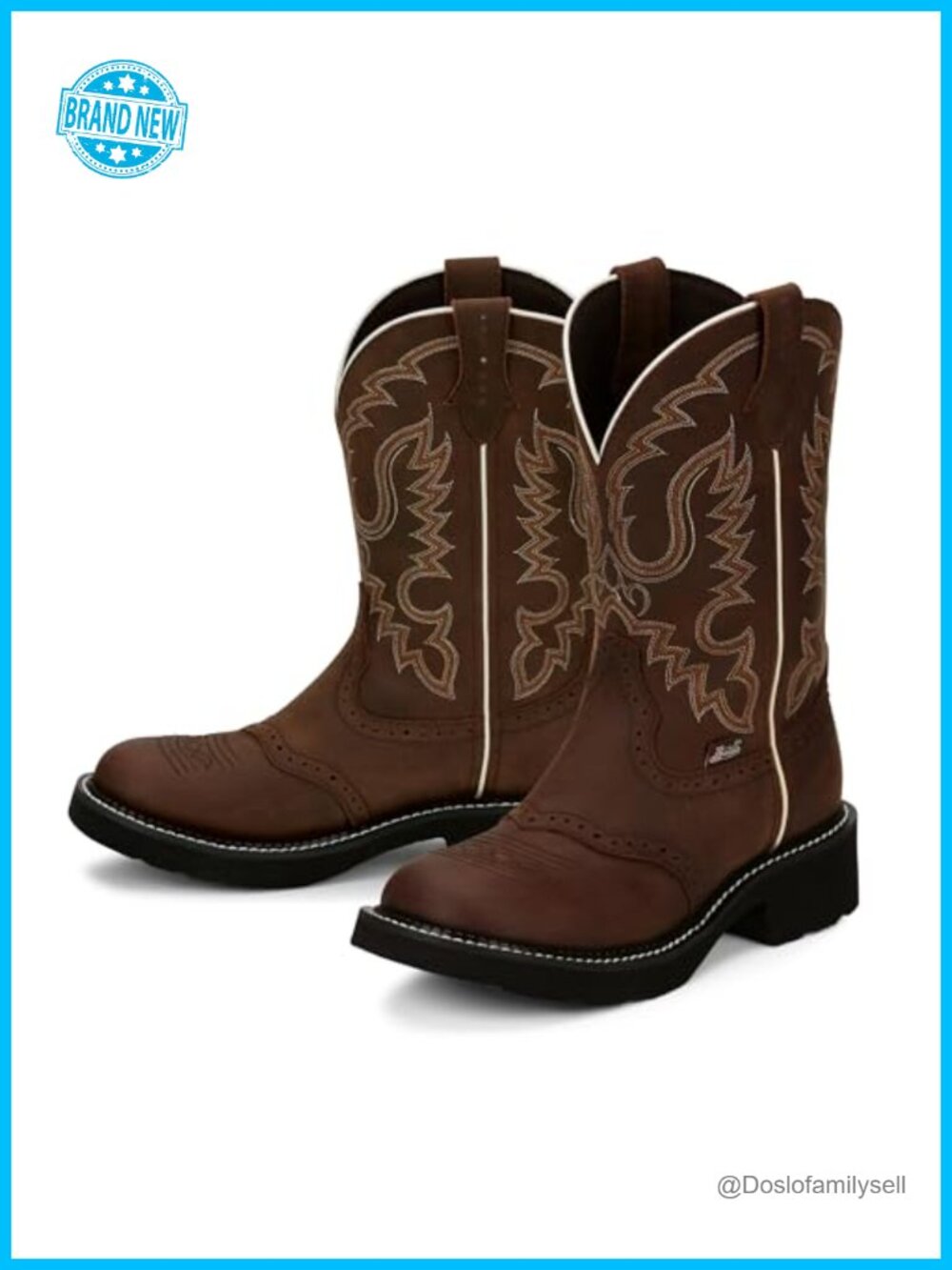 Western Boot Premium Full Grain Leather Slip-Resistant Round Toe